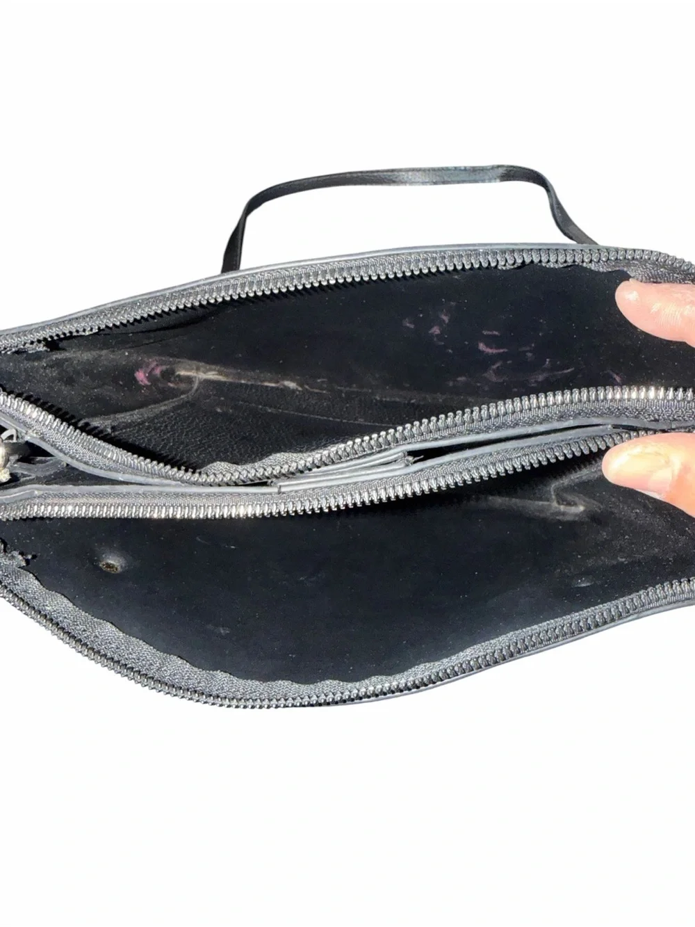 Nanette Laporte Arti Triple Section Black Pebbled Leather Crossbody Bag